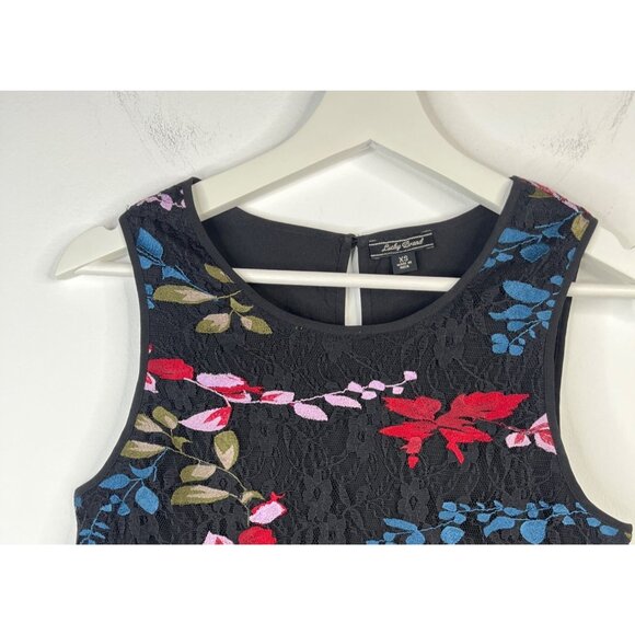 Lucky Brand Floral Embroidered Lace Tank Top XS Black Boho Festival Sleeveless - Picture 3 of 12